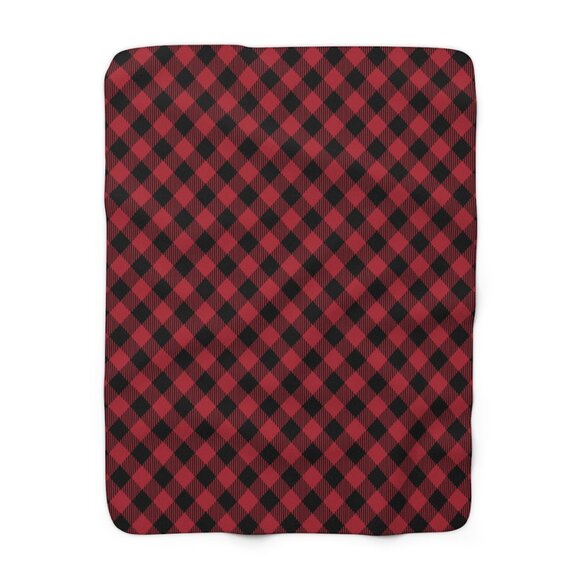 NWOT Porter Anna- Red & Black Sherpa Blanket in Gingham - Picture 4 of 4